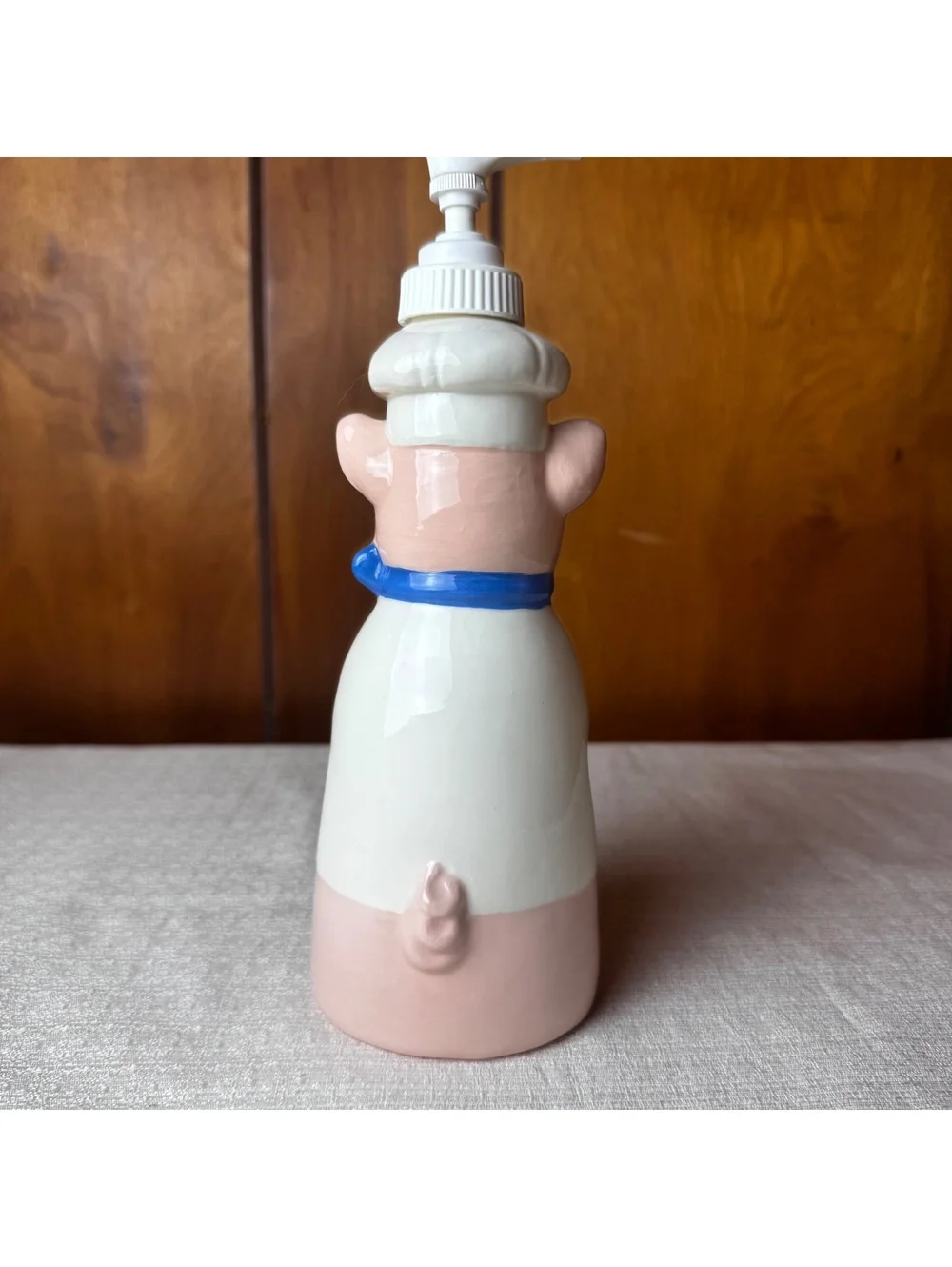 Vintage Ceramic Pig Chef Soap Dispenser 9” Tall Whimsical Kitchen Bathroom Decor